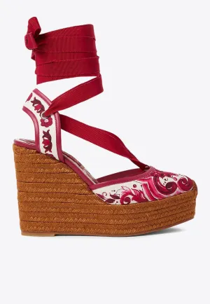 130 Printed Brocade Wedge Pumps