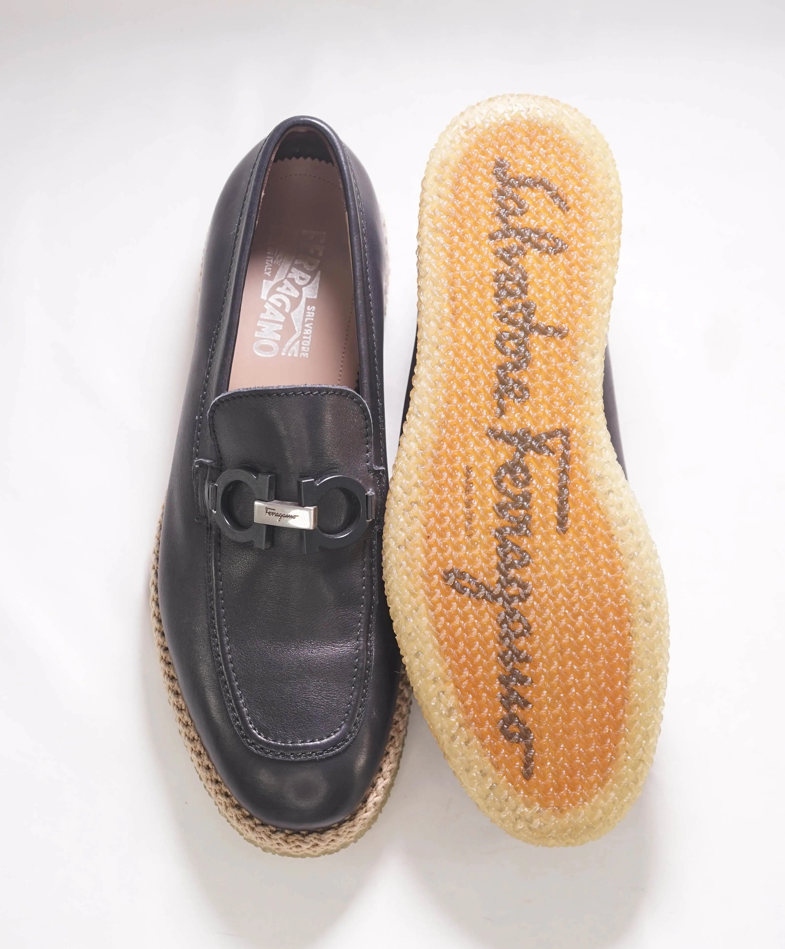 $895 SALVATORE FERRAGAMO - *ARINOS* Black Espadrille Woven Summer Loafer/Sneaker - 10 M US