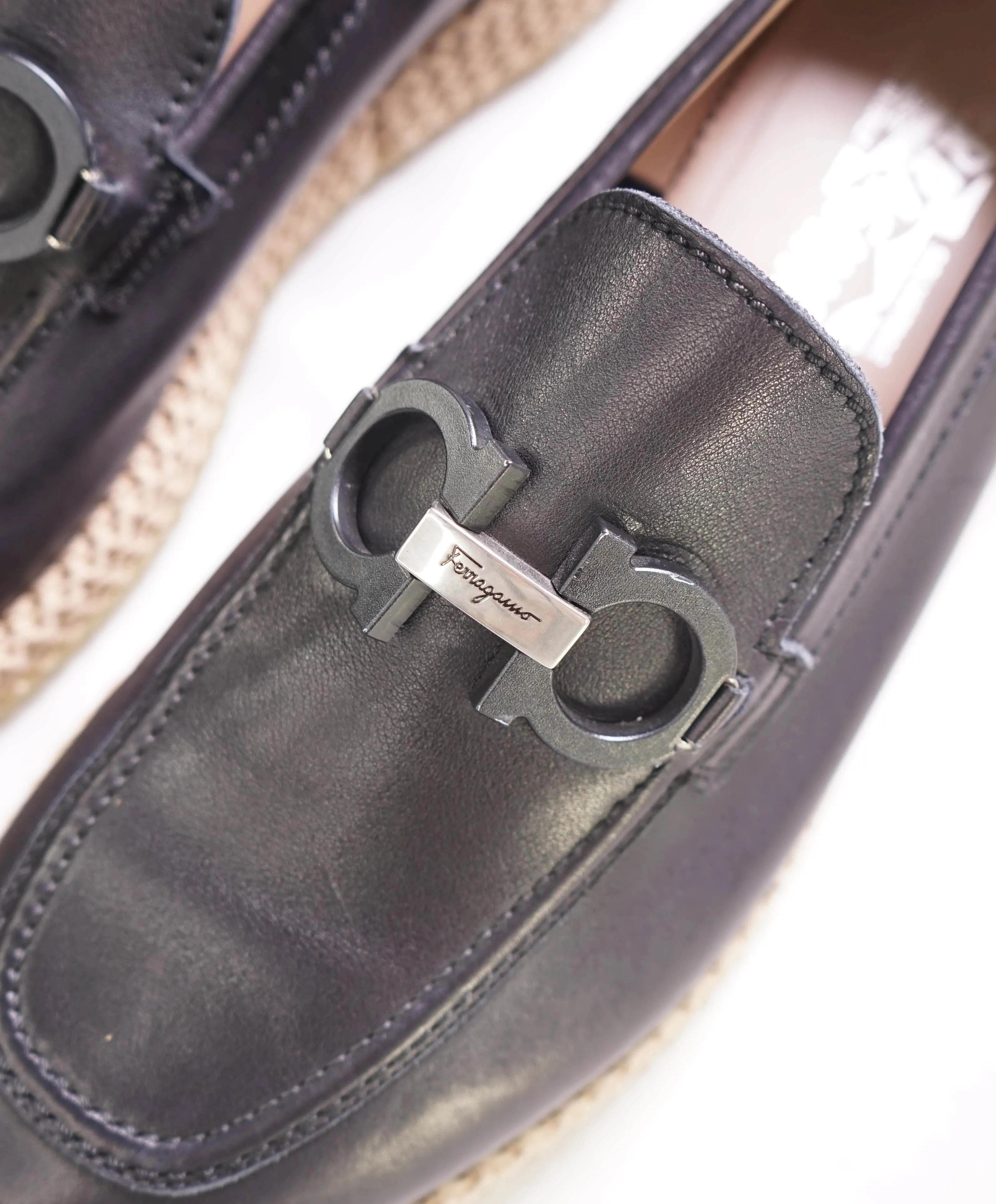 $895 SALVATORE FERRAGAMO - *ARINOS* Black Espadrille Woven Summer Loafer/Sneaker - 10 M US