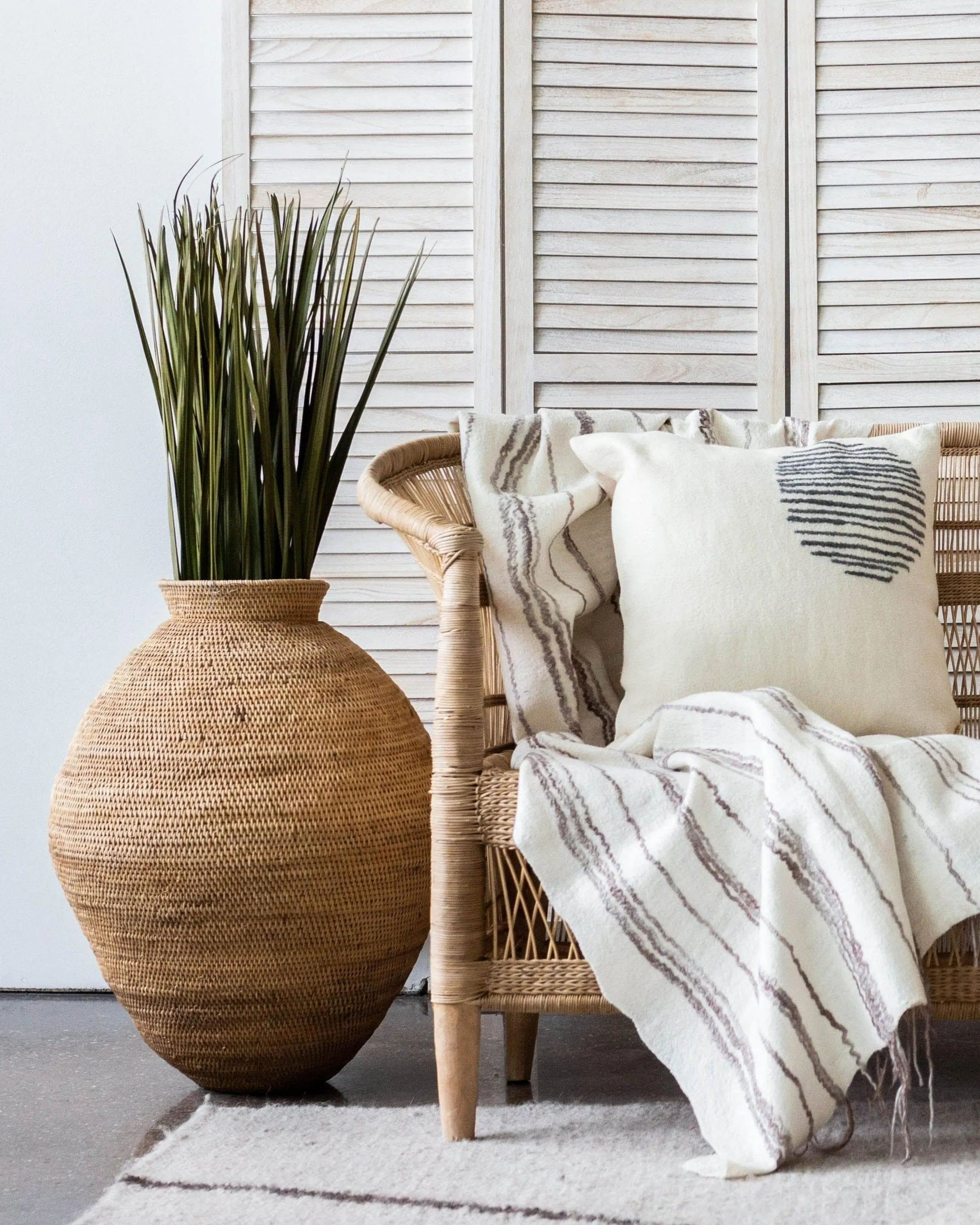 African Statement Buhera Woven Cane Floor Basket