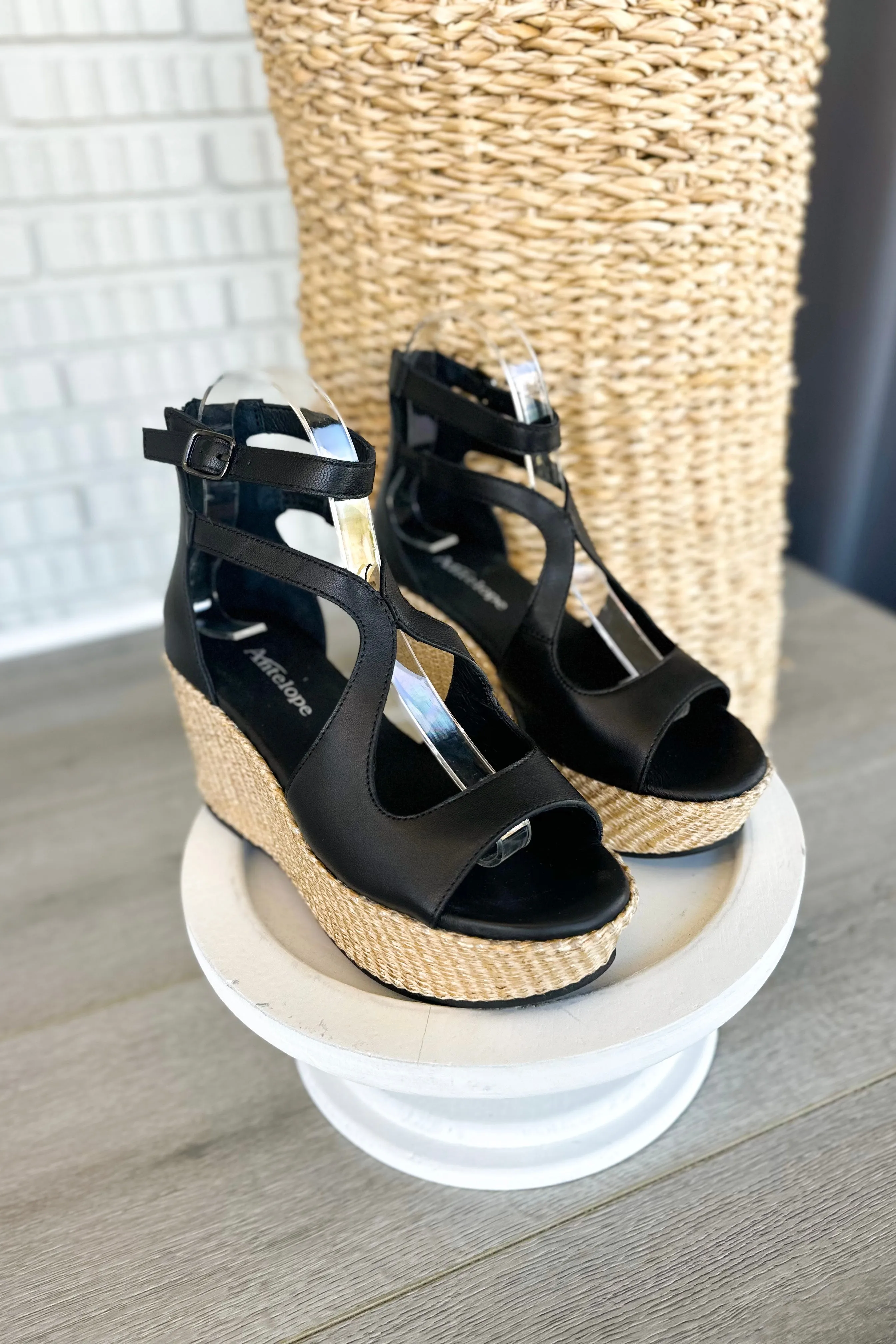 Antelope Hartlynn Black Strappy Wedge