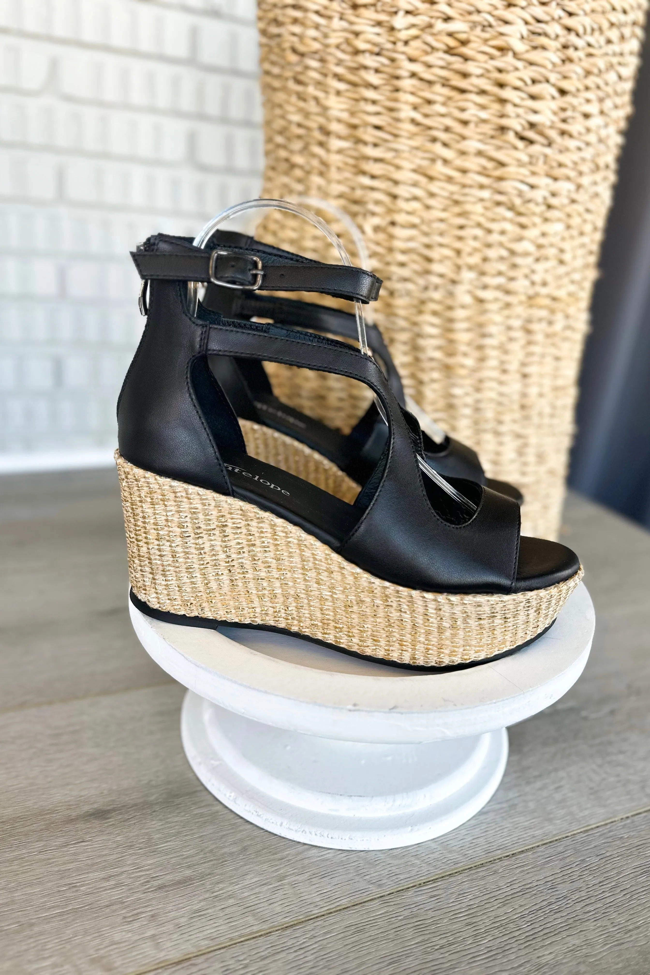 Antelope Hartlynn Black Strappy Wedge