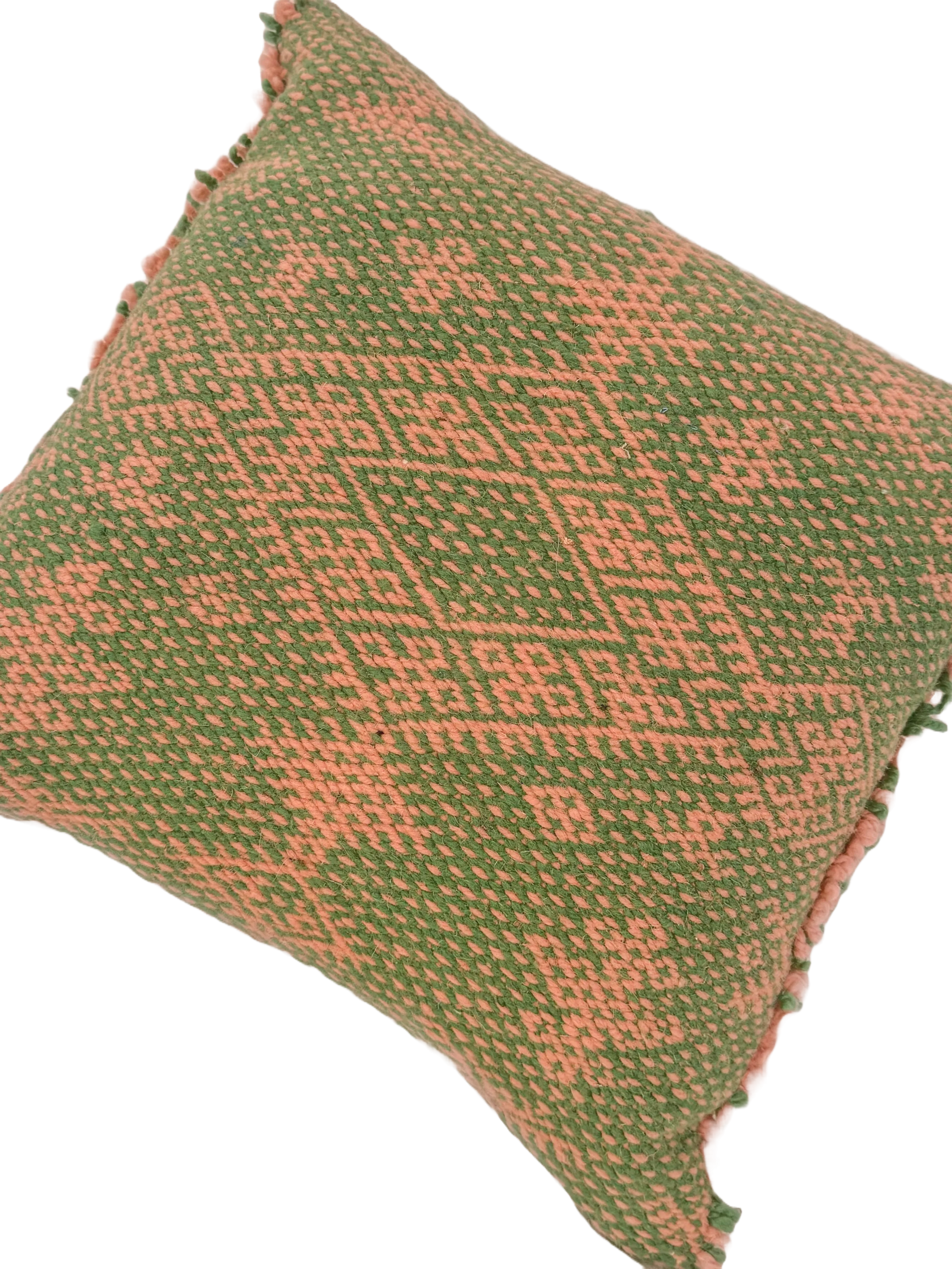 Anzal's Flatweave x Zanafi Pillow - Green/Pink