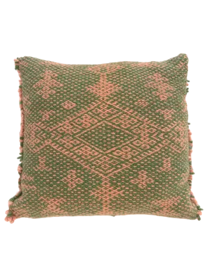 Anzal's Flatweave x Zanafi Pillow - Green/Pink