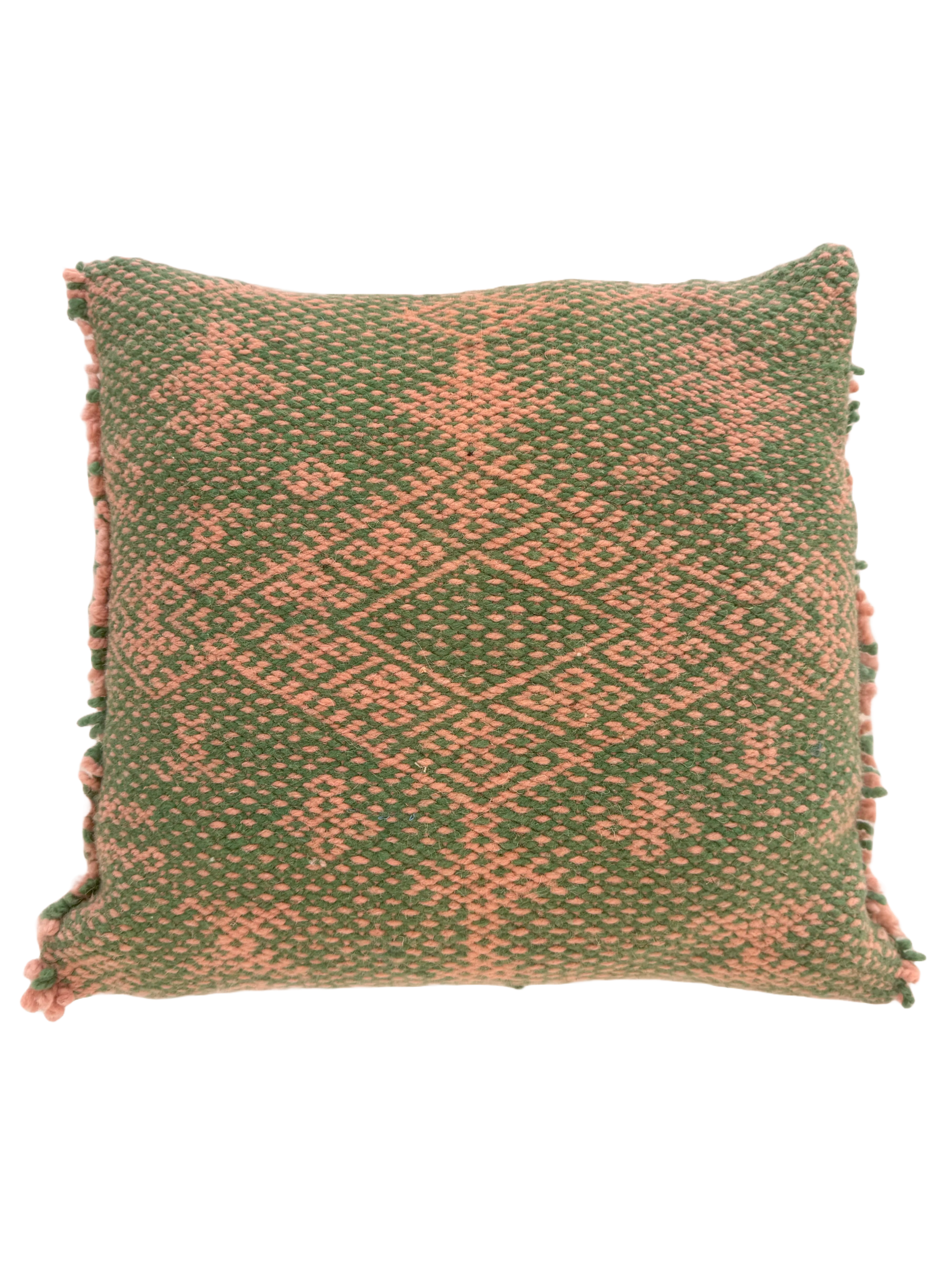 Anzal's Flatweave x Zanafi Pillow - Green/Pink