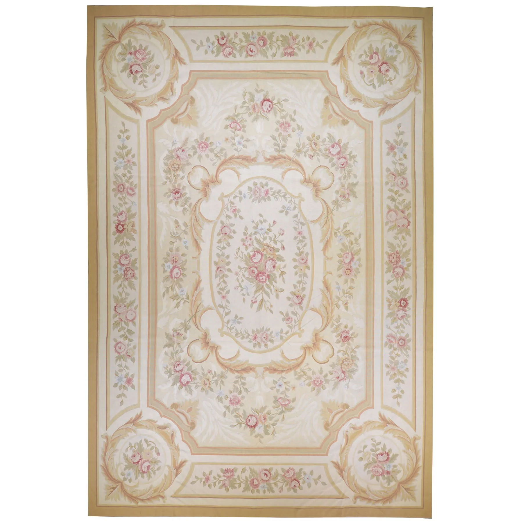 Aubusson Design Needlepoint Handmade Wool Area Rug (Size 10.0 X 14.0) Cwral-7080