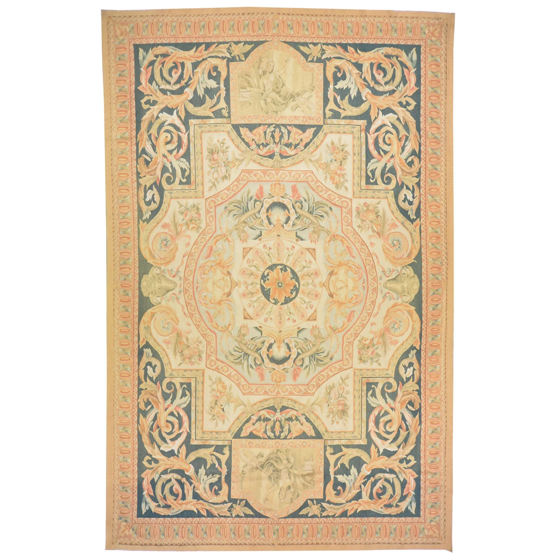 Aubusson Needlepoint Handmade Wool Area Rug (Size 7.0 X 10.0) Cwral-7077