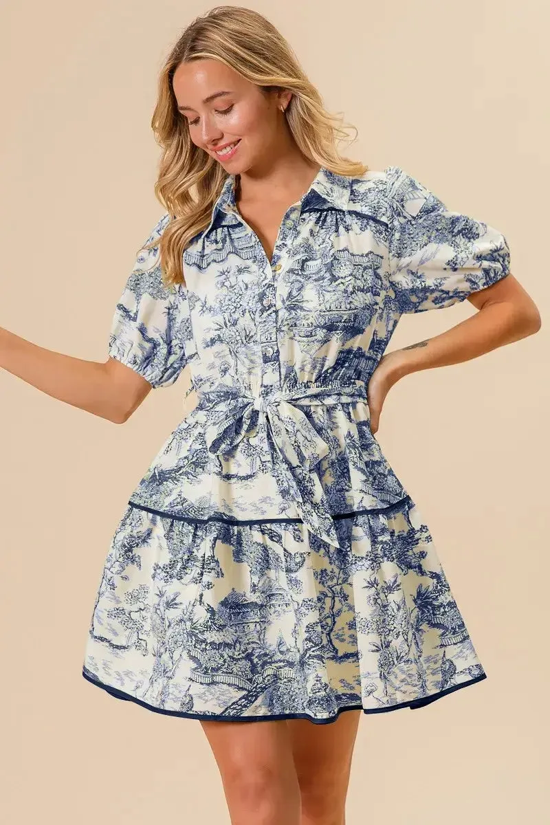 BiBi Woven Printed Tiered Dress