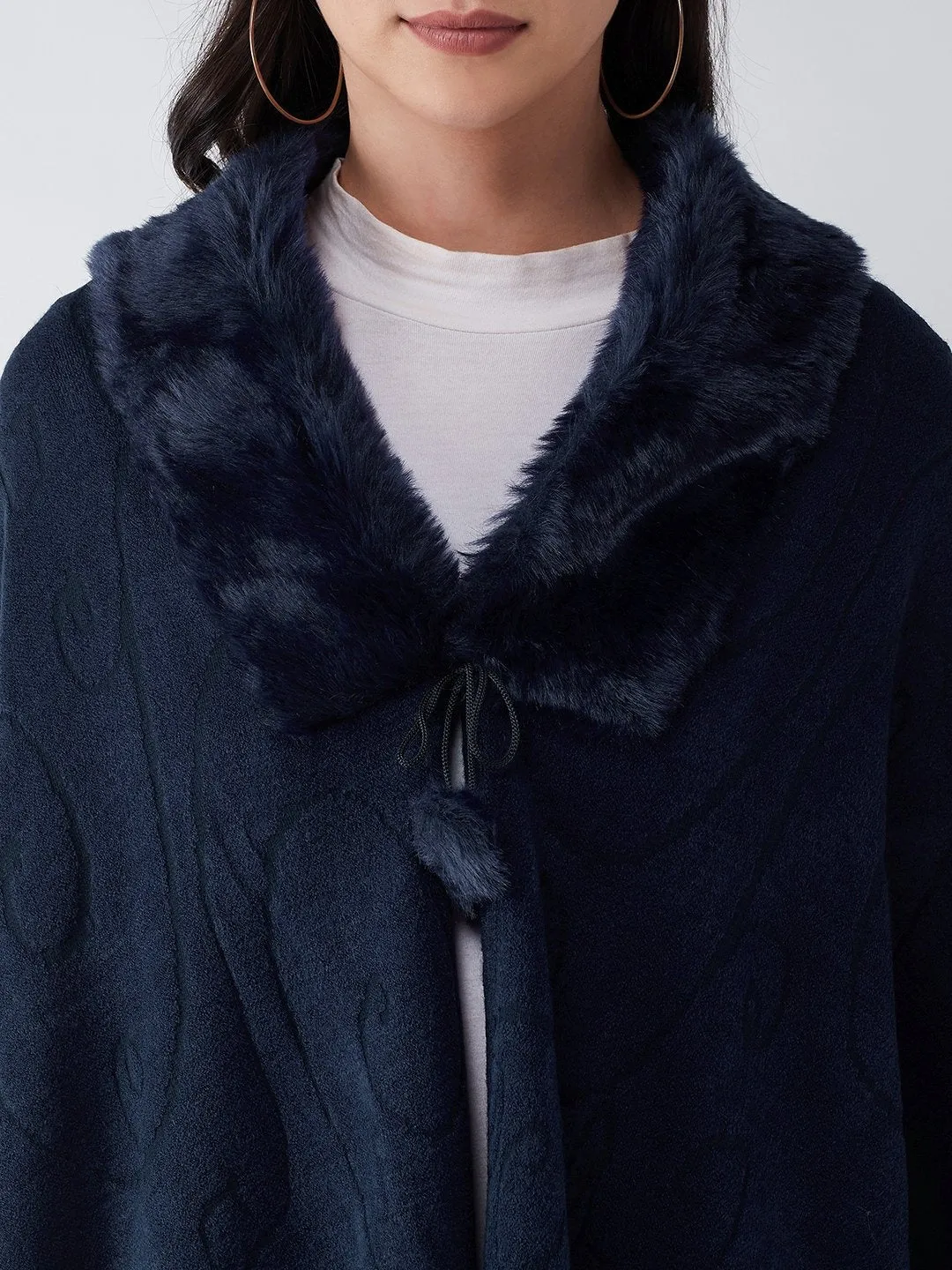 Blue Faux Fur Cape