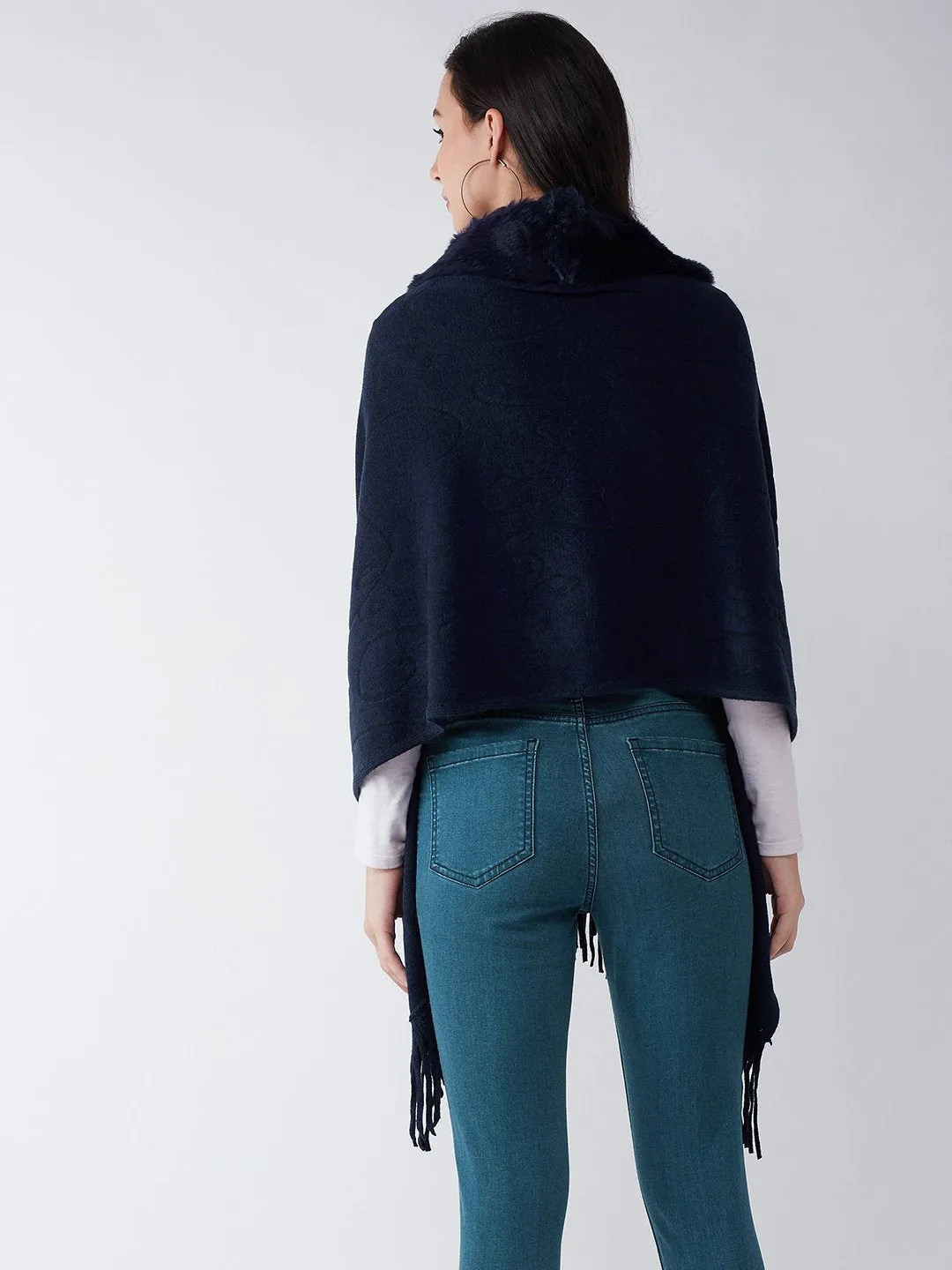 Blue Faux Fur Cape
