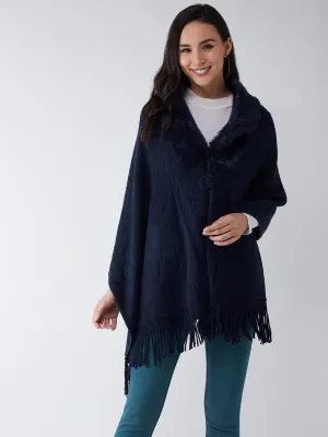 Blue Faux Fur Cape