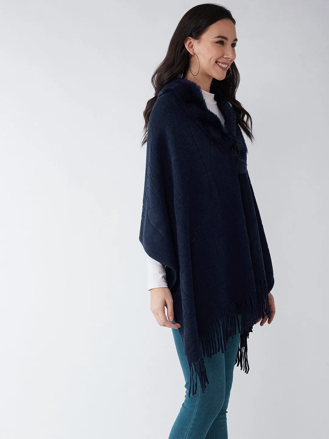 Blue Faux Fur Cape