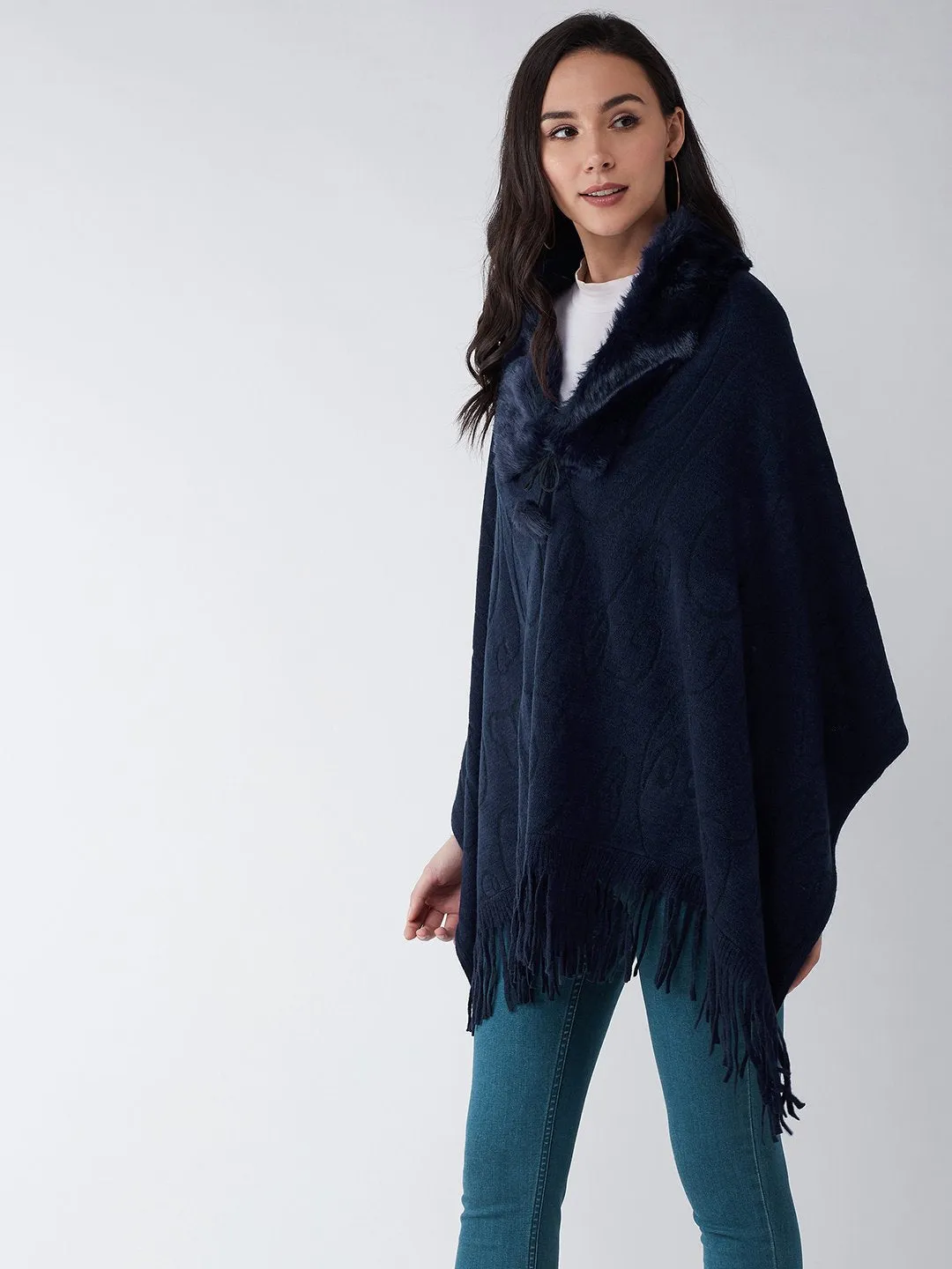 Blue Faux Fur Cape
