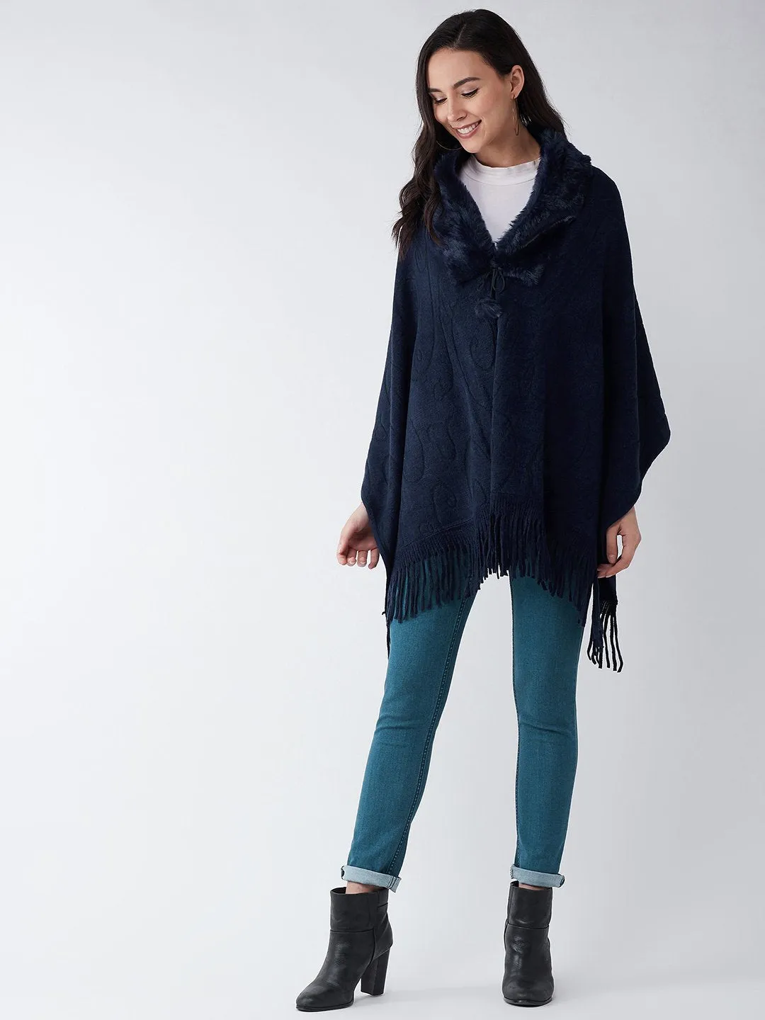 Blue Faux Fur Cape