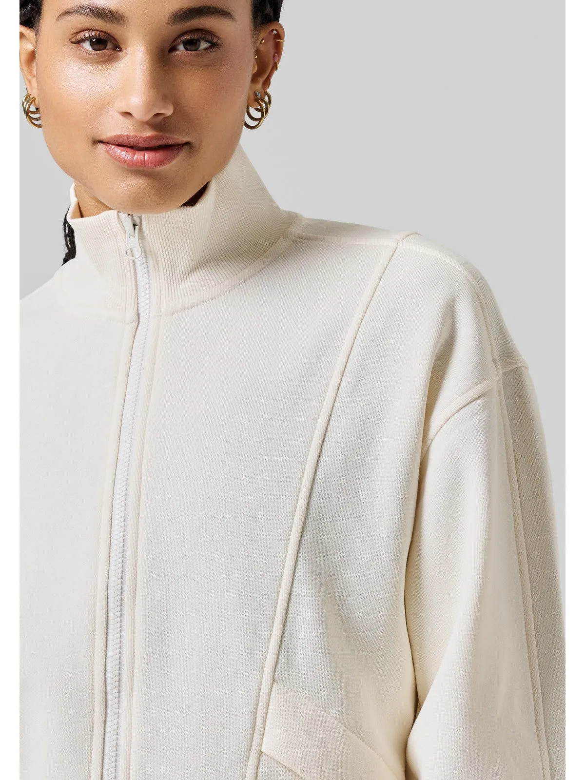 Bluza treningowa damska CASALL Comfy Full Zip Sweater biały