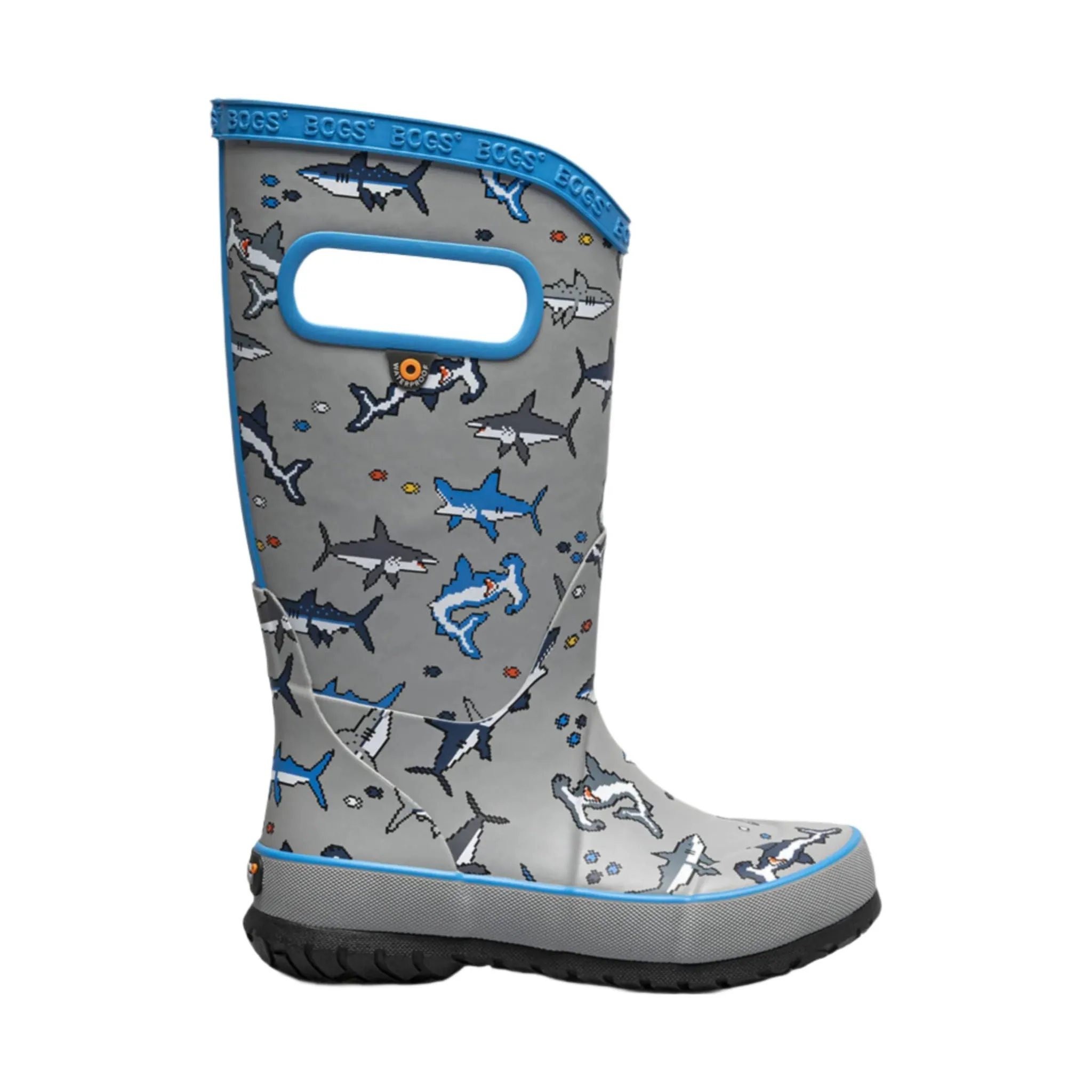 Bogs Kids' Pixel Shark Rain Boots - Gray Multi