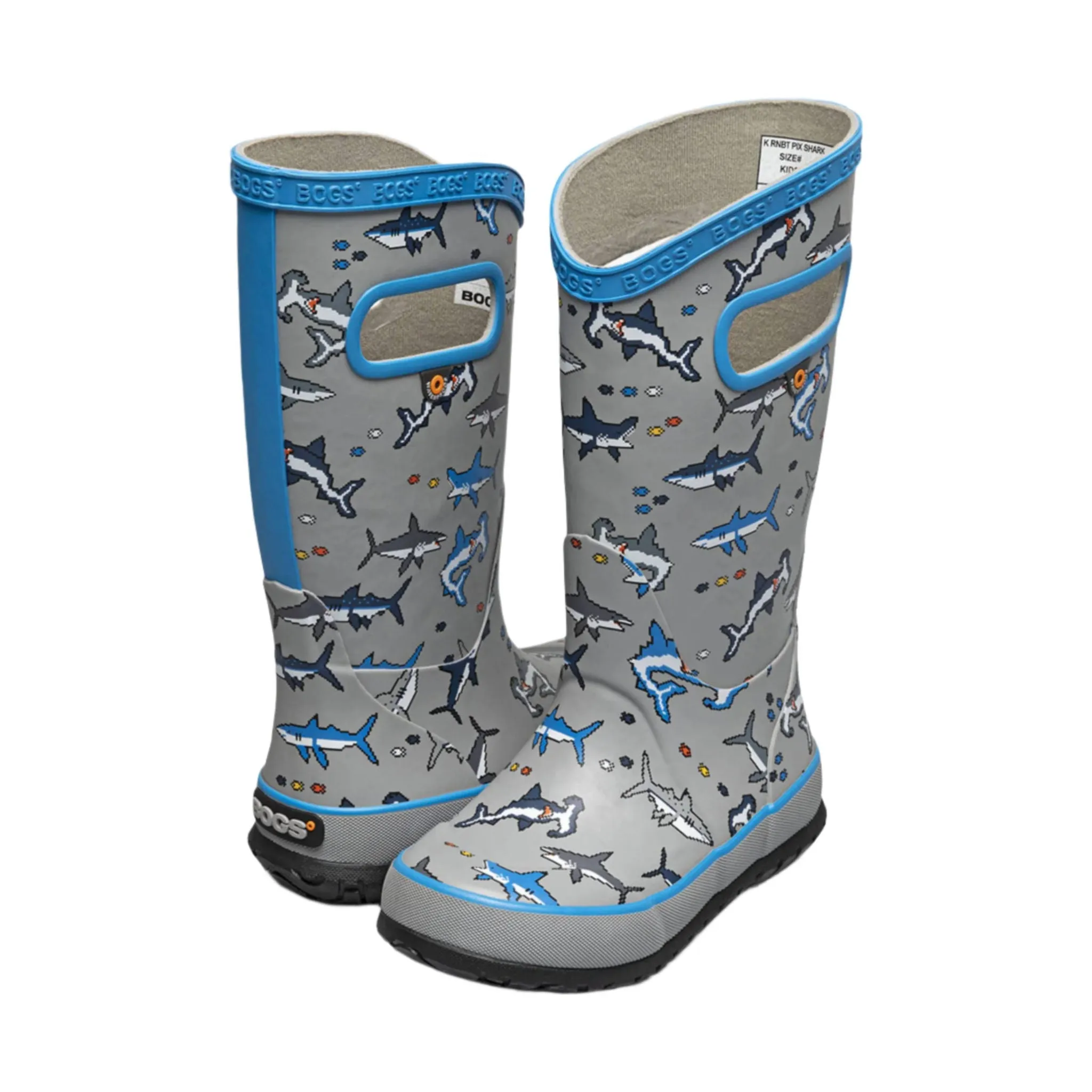 Bogs Kids' Pixel Shark Rain Boots - Gray Multi