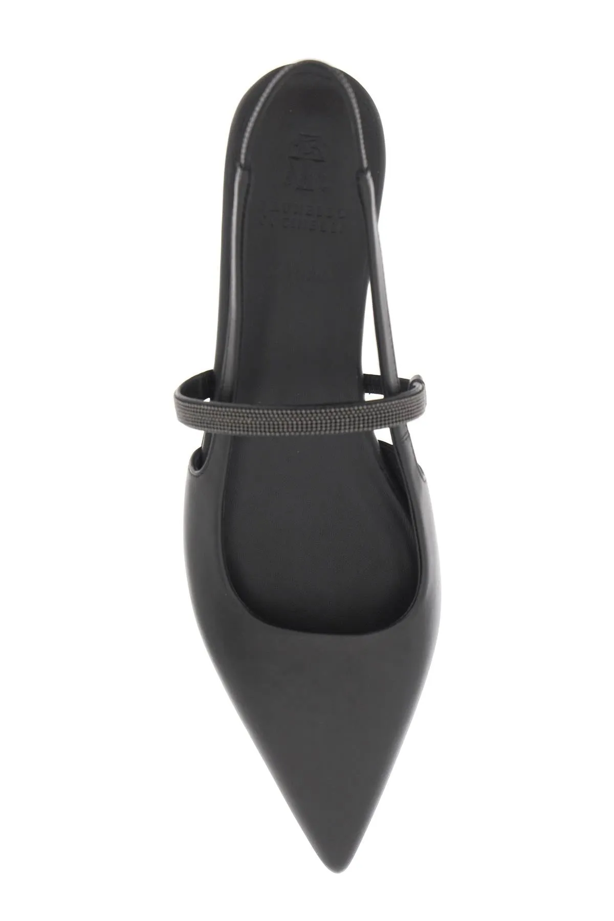 BRUNELLO CUCINELLI Soft Nappa Mini Open Flats with Precious Strap