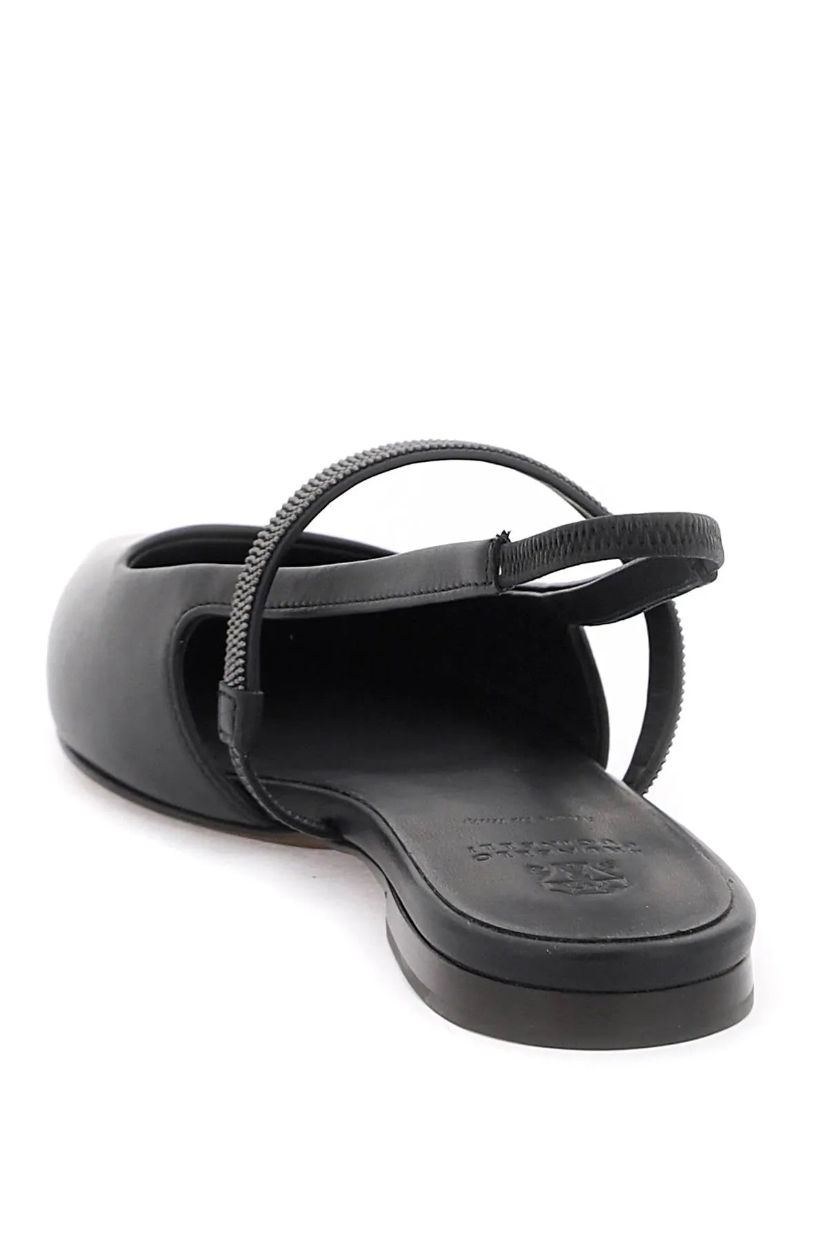 BRUNELLO CUCINELLI Soft Nappa Mini Open Flats with Precious Strap