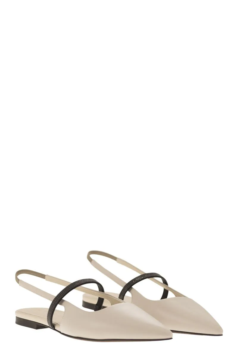 BRUNELLO CUCINELLI Soft Nappa Mini Open Flats with Precious Strap