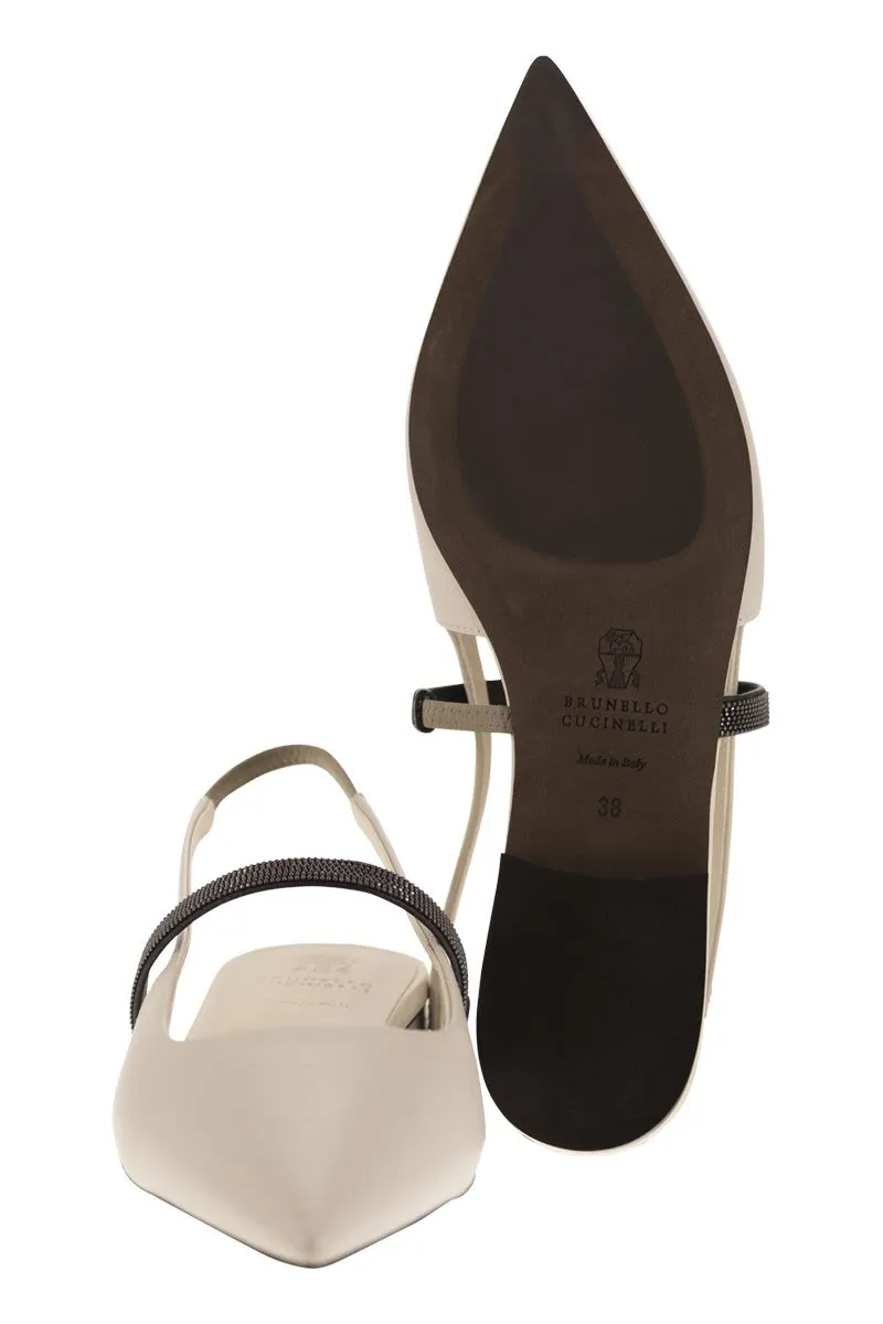 BRUNELLO CUCINELLI Soft Nappa Mini Open Flats with Precious Strap