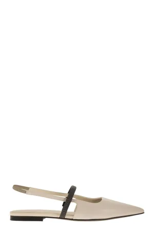 BRUNELLO CUCINELLI Soft Nappa Mini Open Flats with Precious Strap