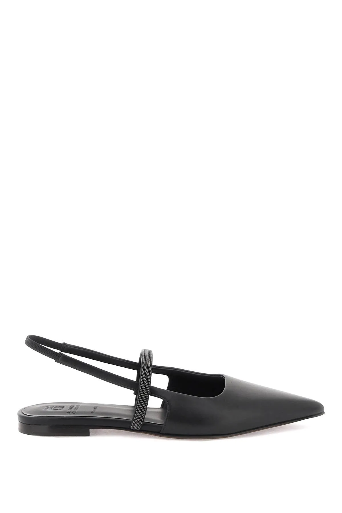 BRUNELLO CUCINELLI Soft Nappa Mini Open Flats with Precious Strap