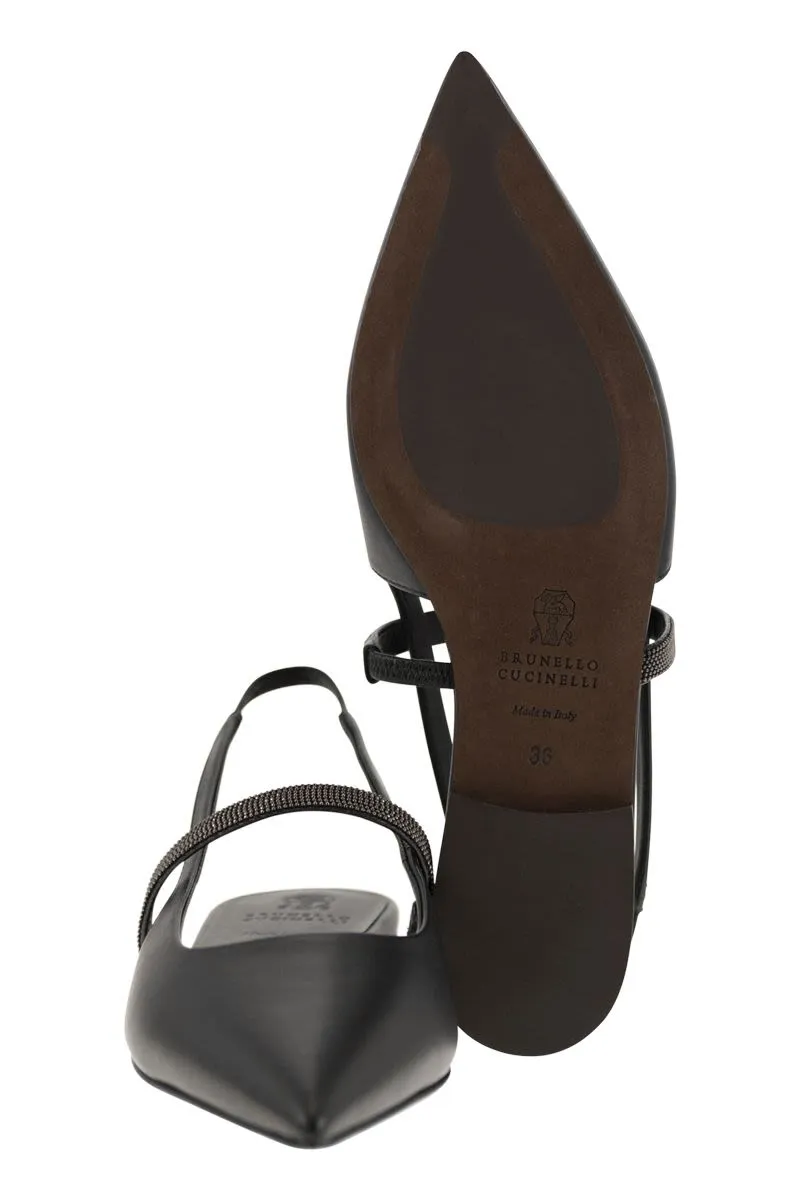BRUNELLO CUCINELLI Soft Nappa Mini Open Flats with Precious Strap