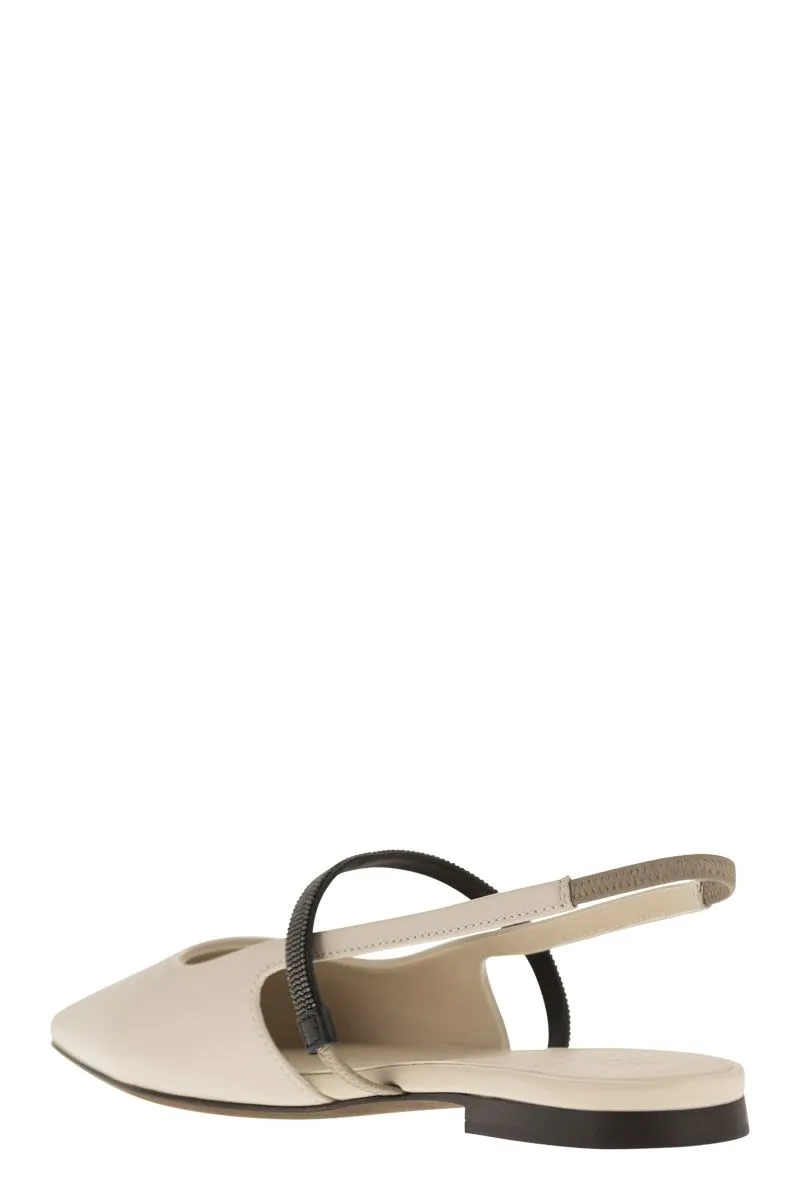 BRUNELLO CUCINELLI Soft Nappa Mini Open Flats with Precious Strap