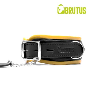 Brutus - Lederen Zwart/Gele Afsluitbare Collar