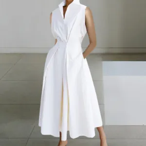 Caeloria | Elegante jurk met overhemdkraag in urban katoen
