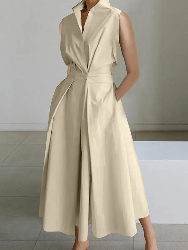 Caeloria | Elegante jurk met overhemdkraag in urban katoen