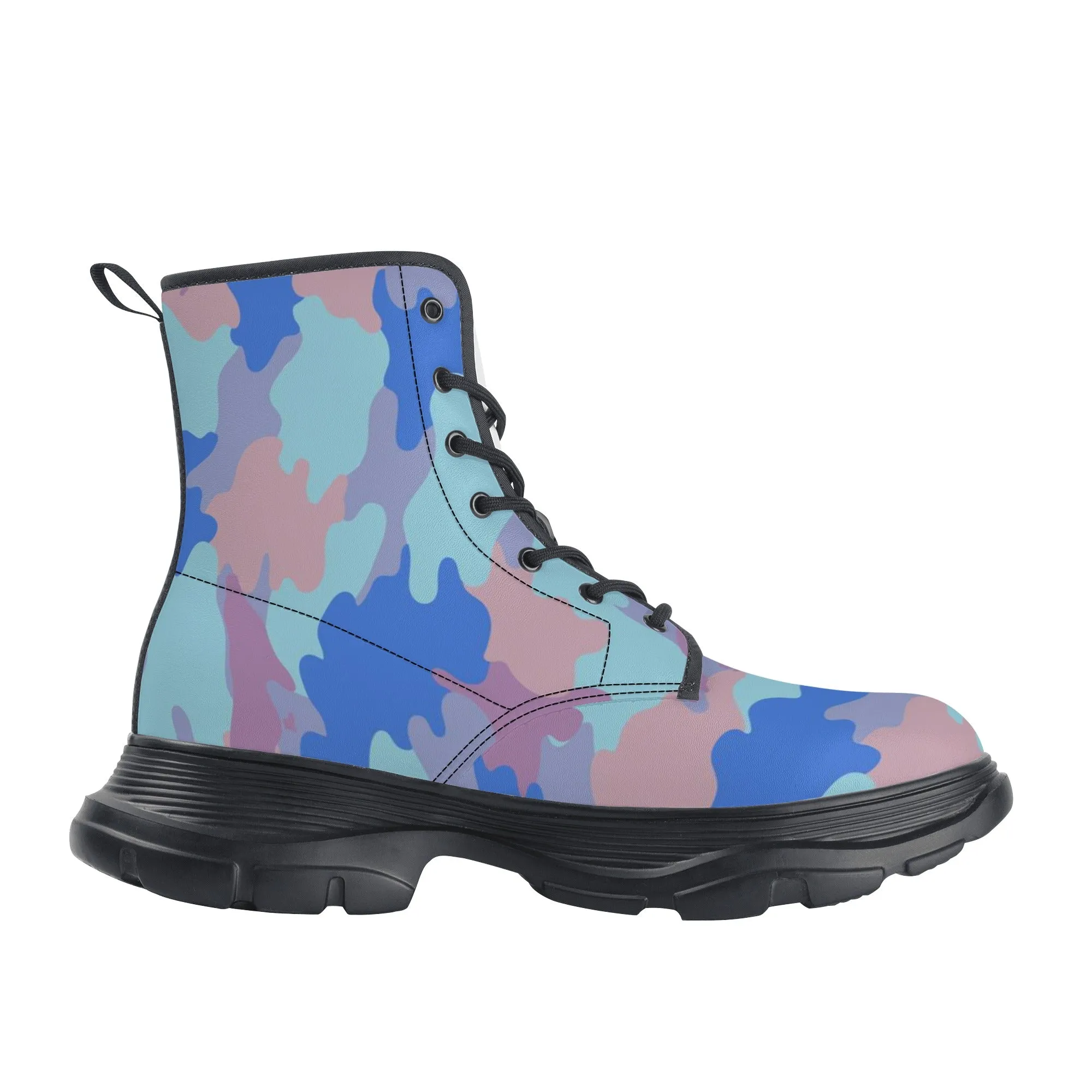Camo-Flash Mens Leather Chunky Boots