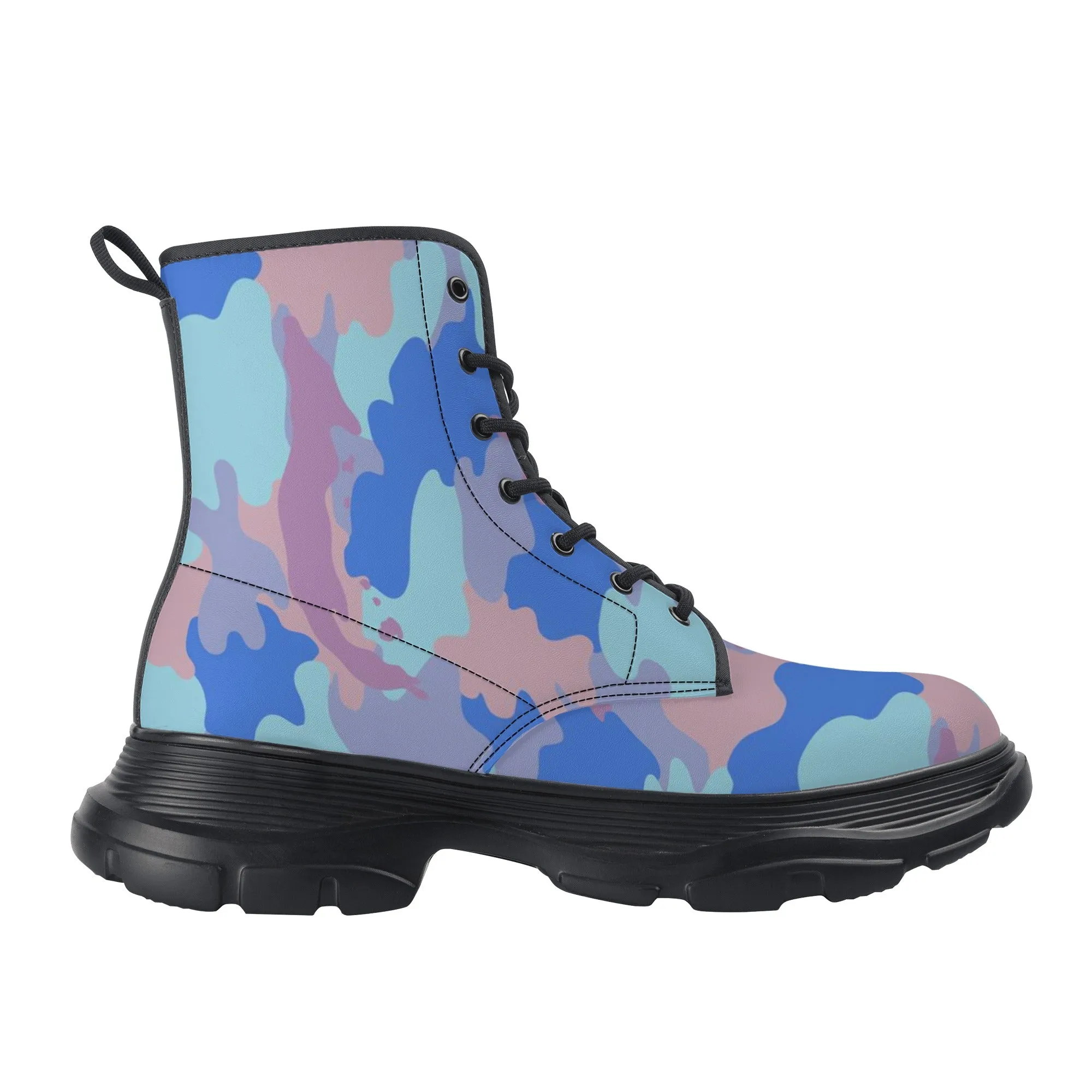 Camo-Flash Mens Leather Chunky Boots