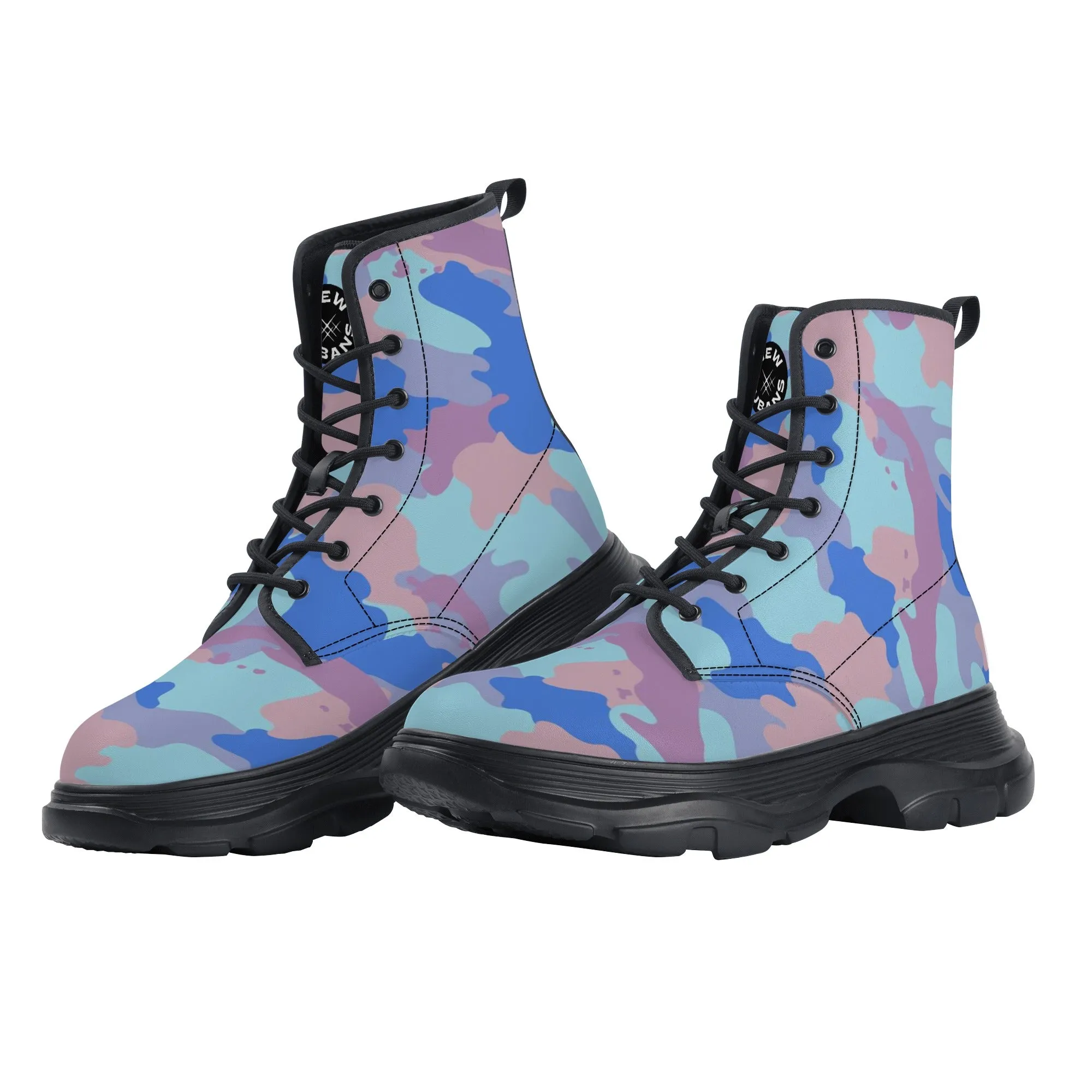 Camo-Flash Mens Leather Chunky Boots