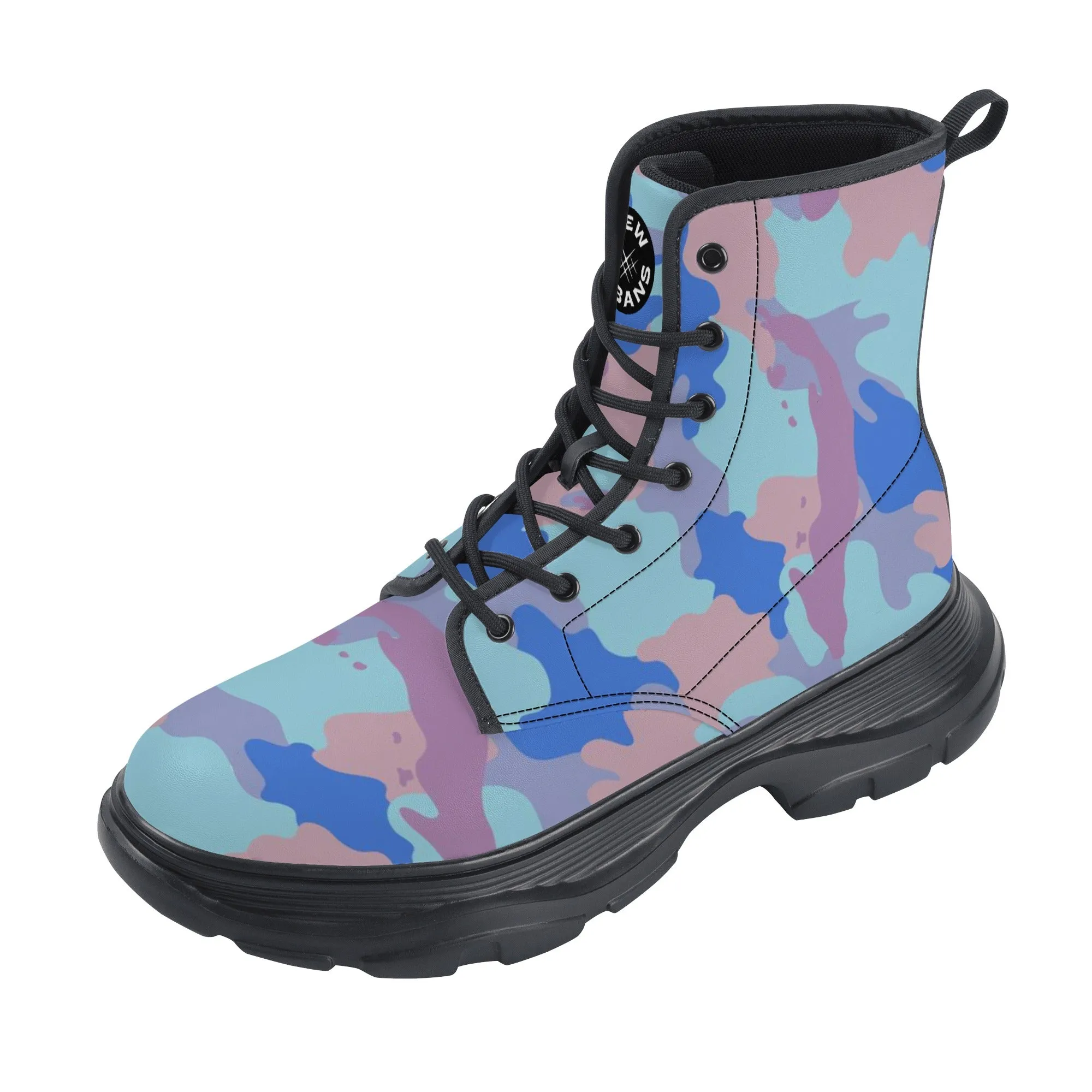 Camo-Flash Mens Leather Chunky Boots
