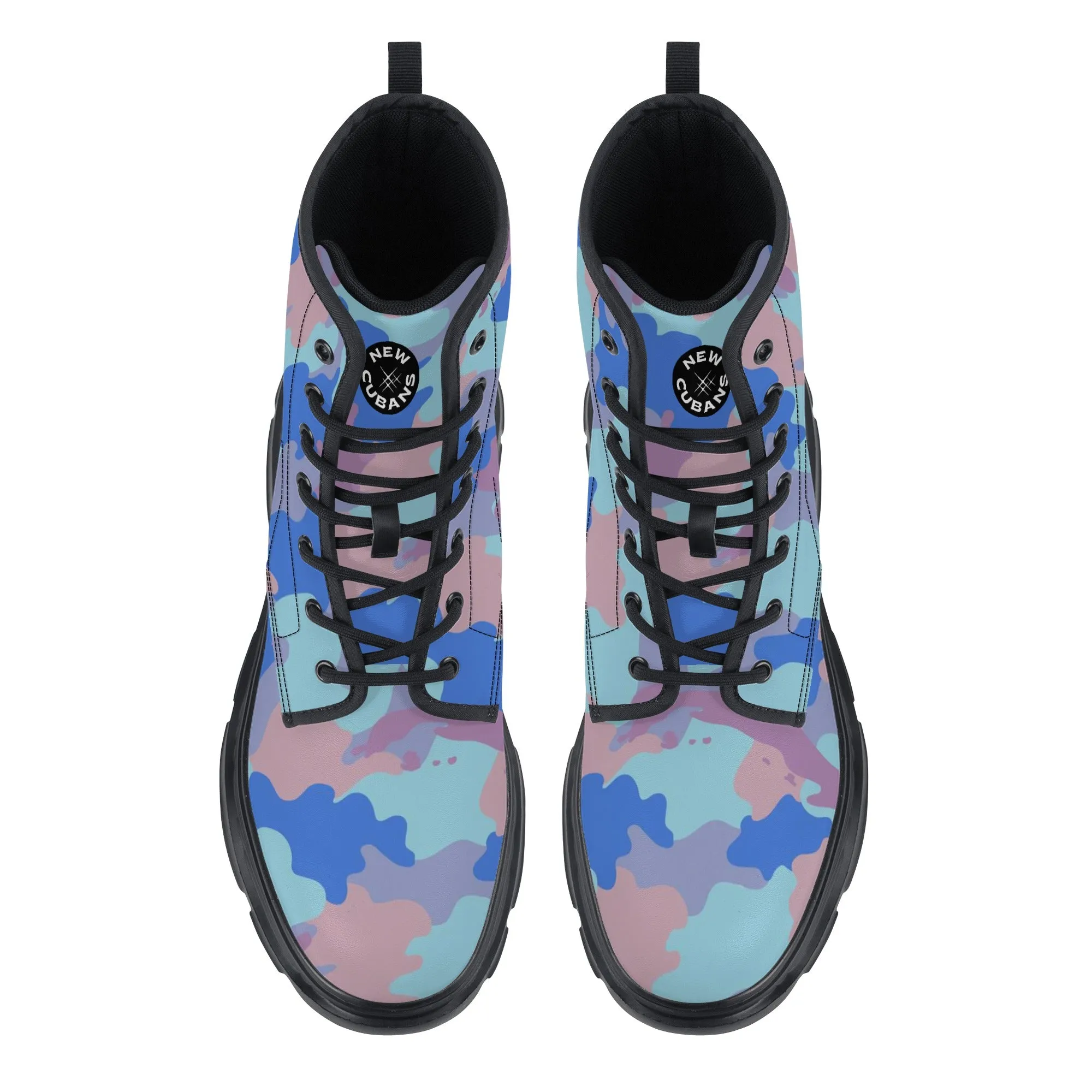 Camo-Flash Mens Leather Chunky Boots