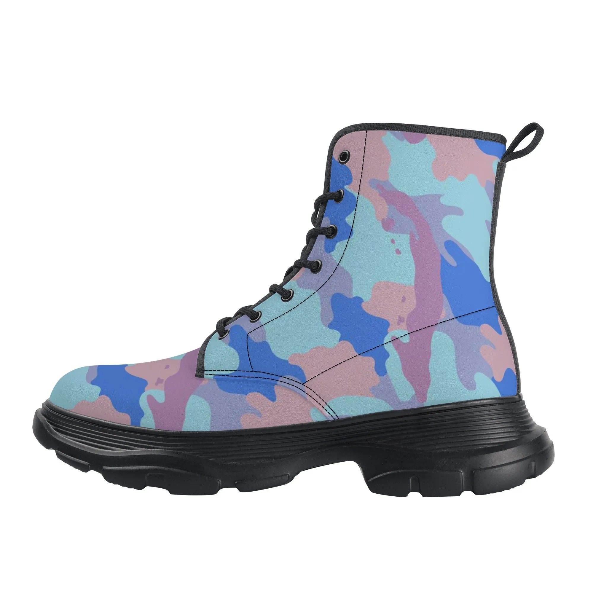 Camo-Flash Mens Leather Chunky Boots