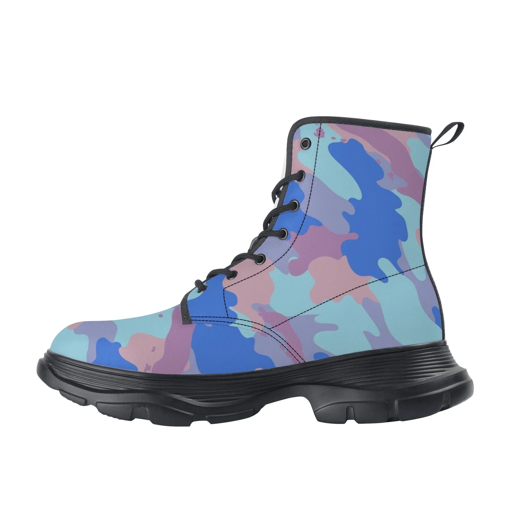 Camo-Flash Mens Leather Chunky Boots
