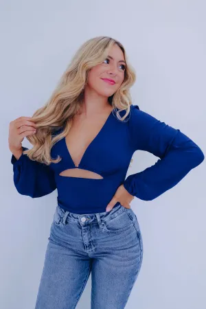 Cassie Cut-Out Crop Top - Navy