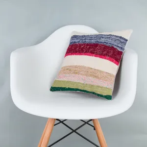Contemporary Multiple Color Kilim Pillow Cover 16x16 7466