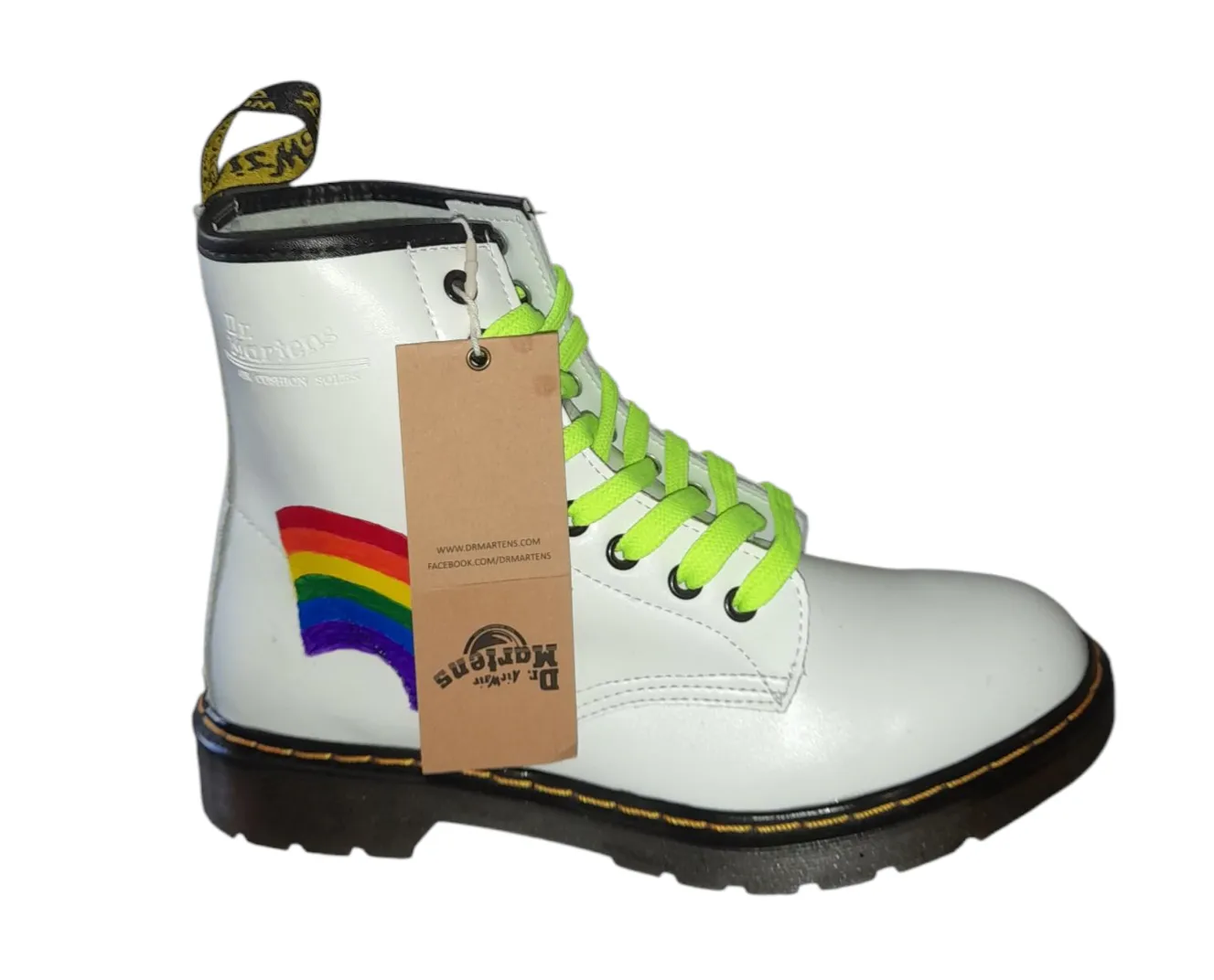 Dr. Martens 1460 Rainbow Customised Style White Ankle Boots