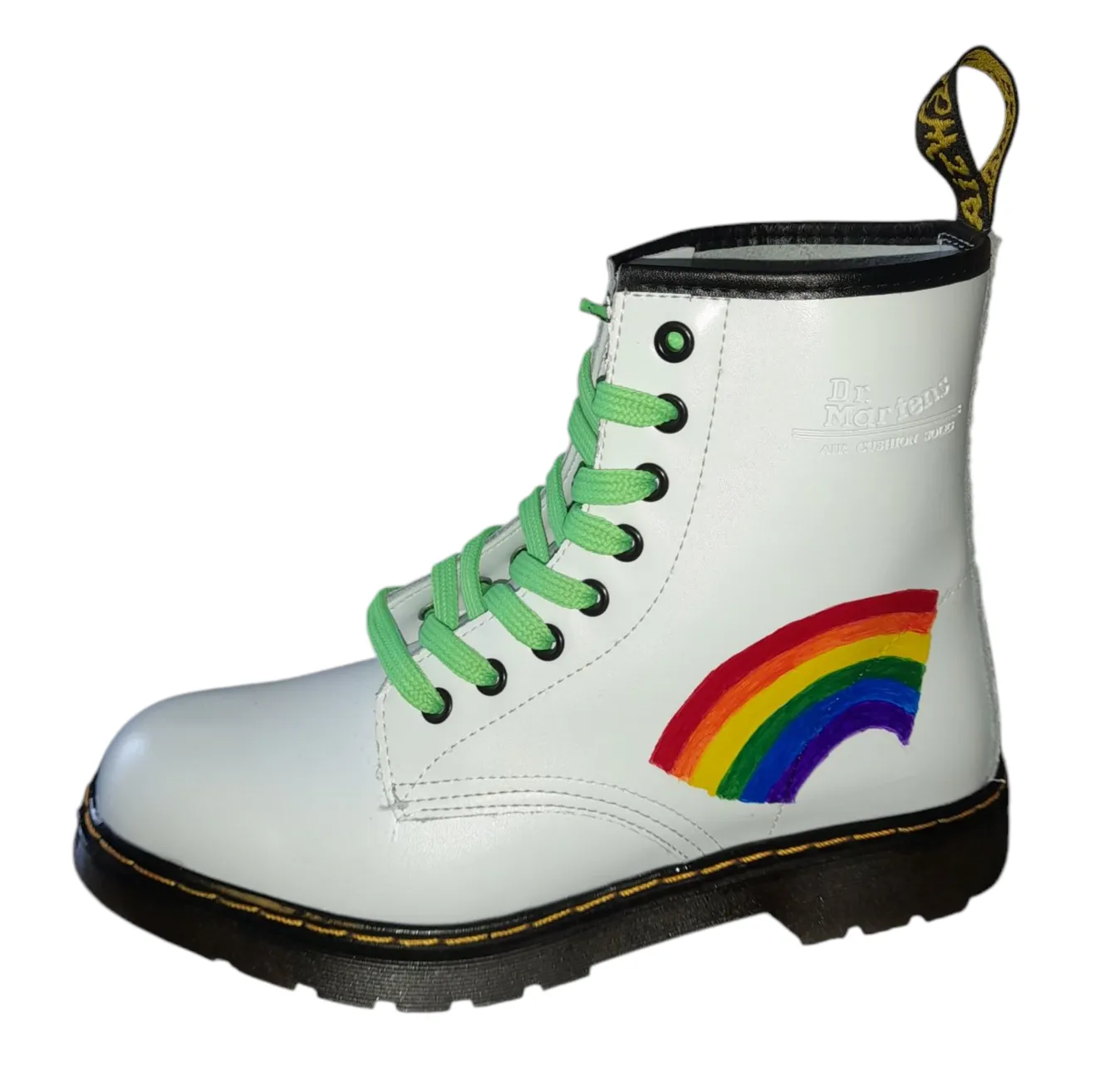 Dr. Martens 1460 Rainbow Customised Style White Ankle Boots