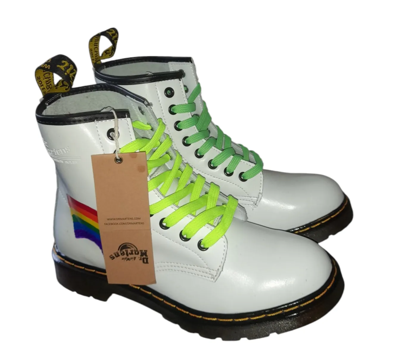 Dr. Martens 1460 Rainbow Customised Style White Ankle Boots