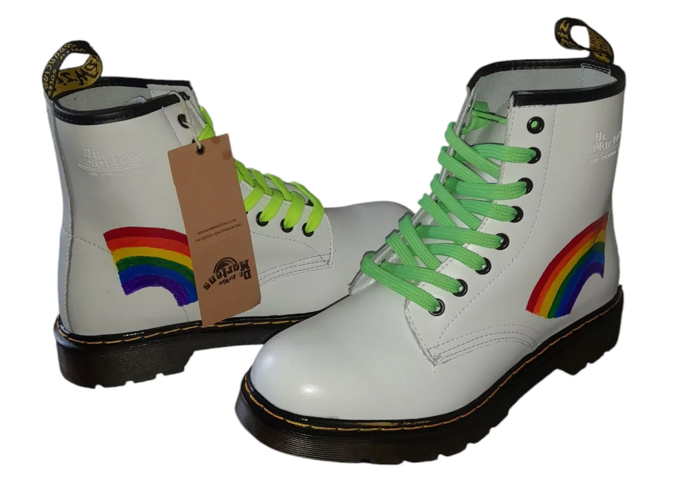 Dr. Martens 1460 Rainbow Customised Style White Ankle Boots