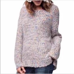 EASEL Multi pastel fuzzy sweater S/M