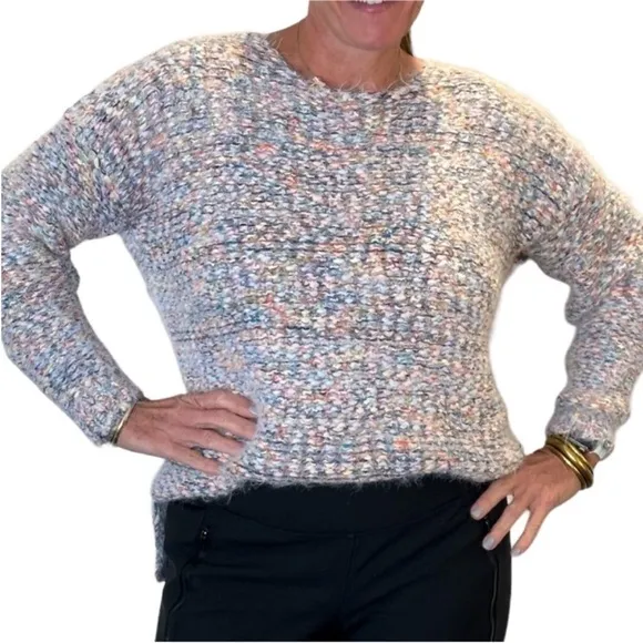 EASEL Multi pastel fuzzy sweater S/M