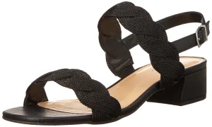 Easy Street Women's Charee Block Heel Sandal Heeled, Black Woven, 10