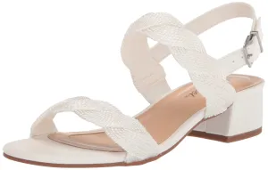 Easy Street Women's Charee Block Heel Sandal Heeled, White Woven, 5.5