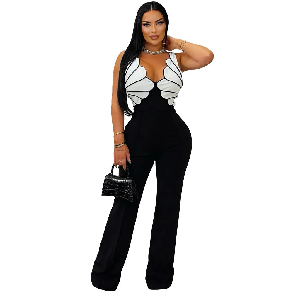 Elegant Sleeveless V-Neck Jumpsuit with Sculpted Design
